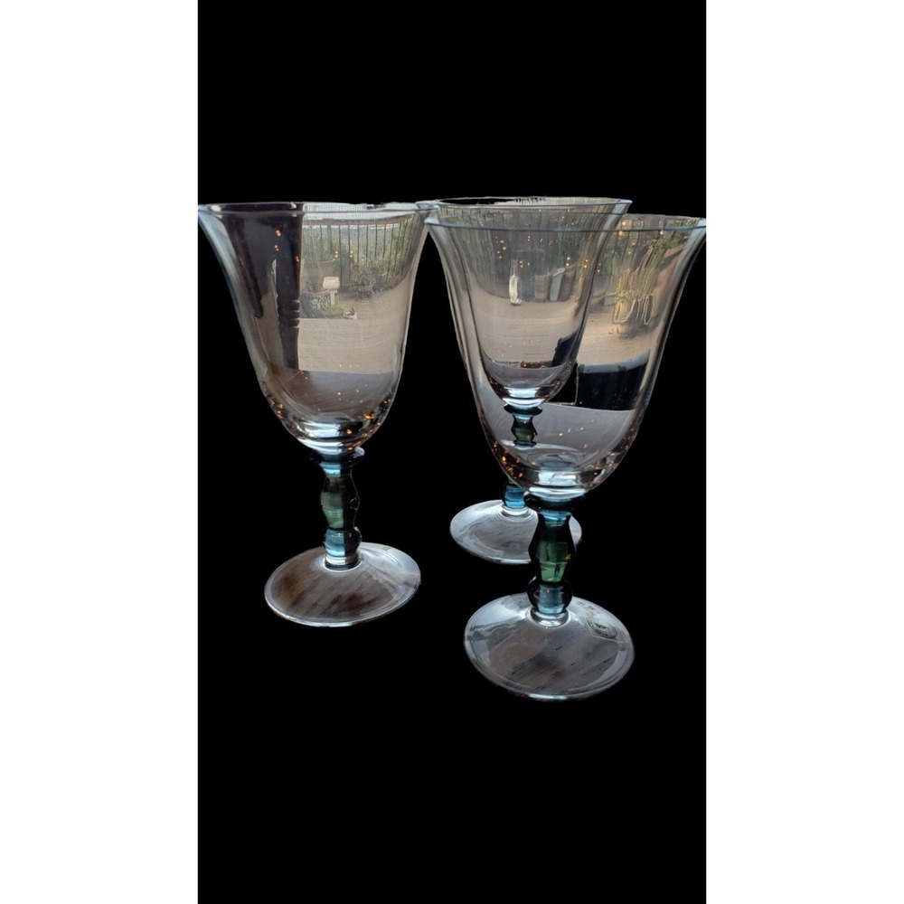 3 Vintage Turda Crystal Goblets Made in Romania with Iridescent Glass‎ Stems